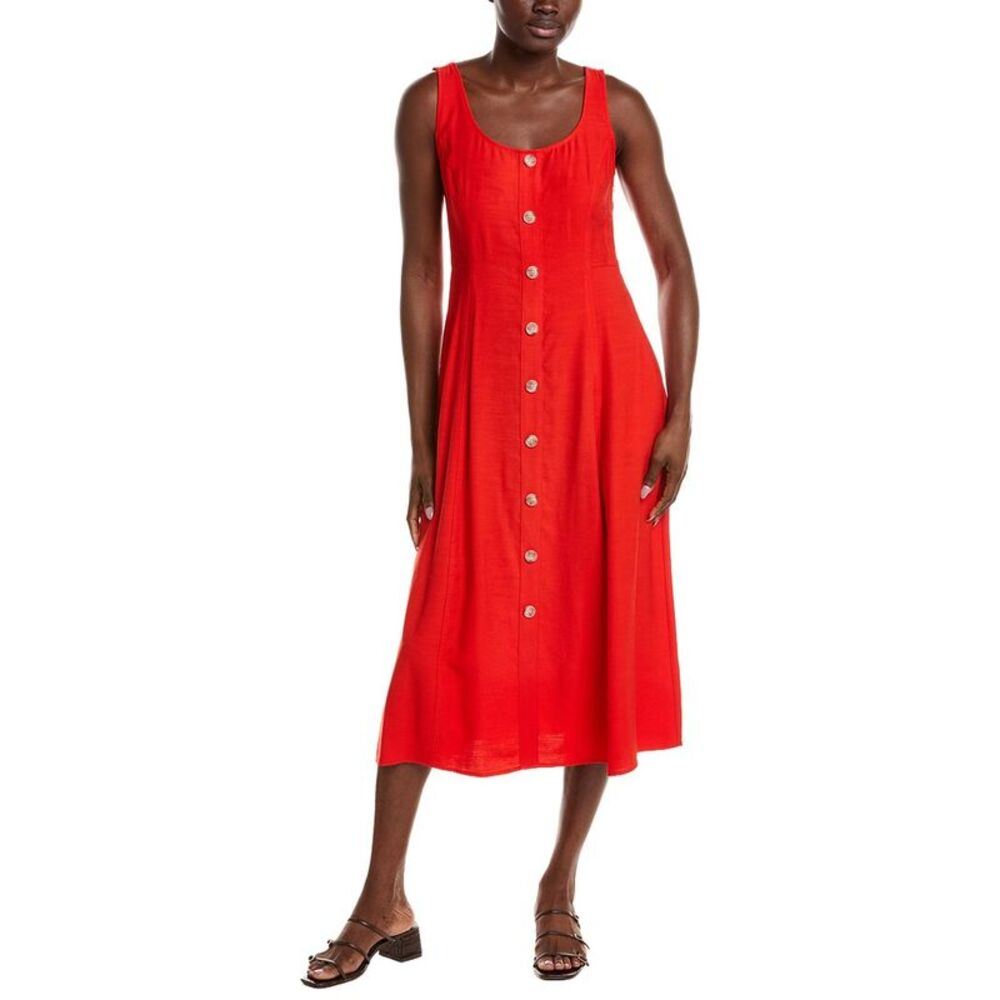 Anne Klein Womens Solid Midi Dress, Pink
